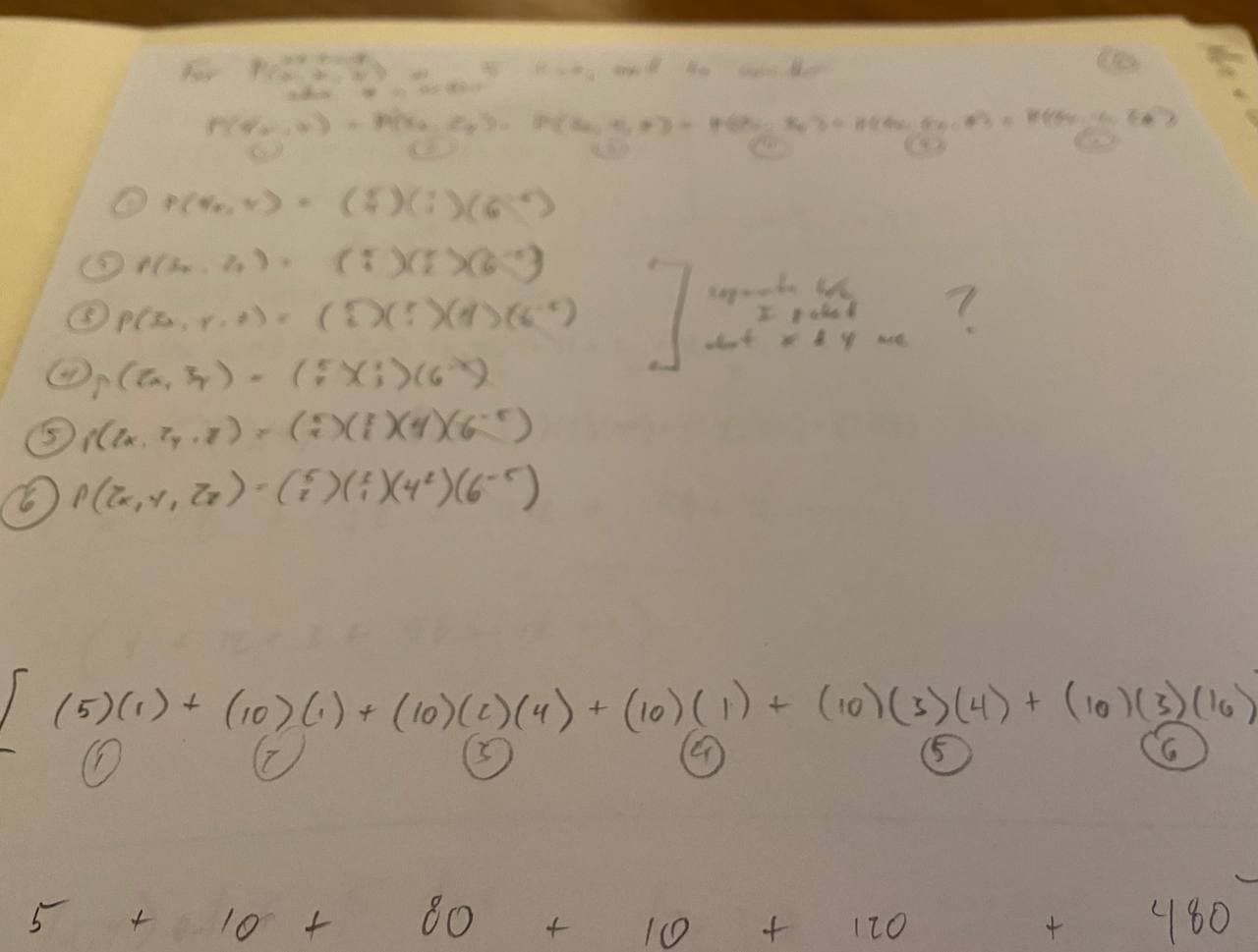 handwritten combinatorics stuff